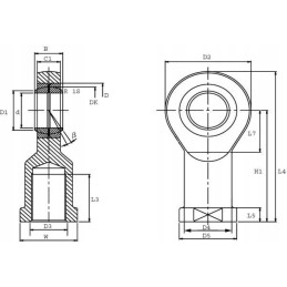 Cylinder eye with right internal thread OE 15