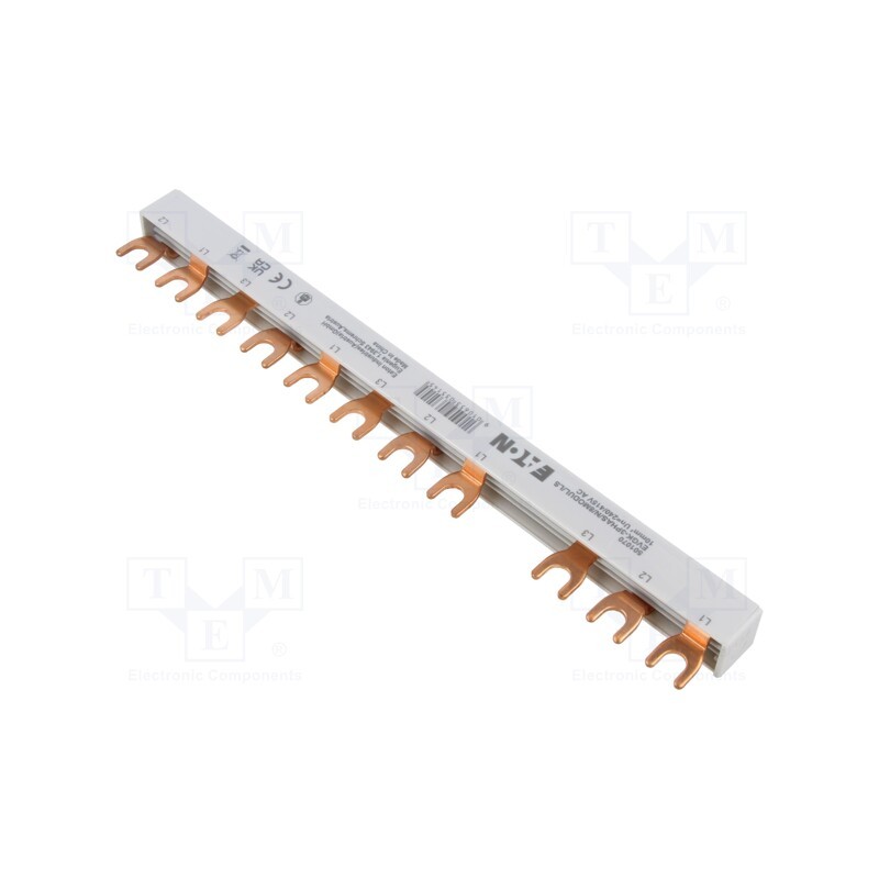 1 pcs x EATON ELECTRIC - EVGK-3PHAS/N/8MODUL/LS - Busbar, 10mm2, Poles: 3, Urated: 240V,415V, Usurge rated: 4kV, fork