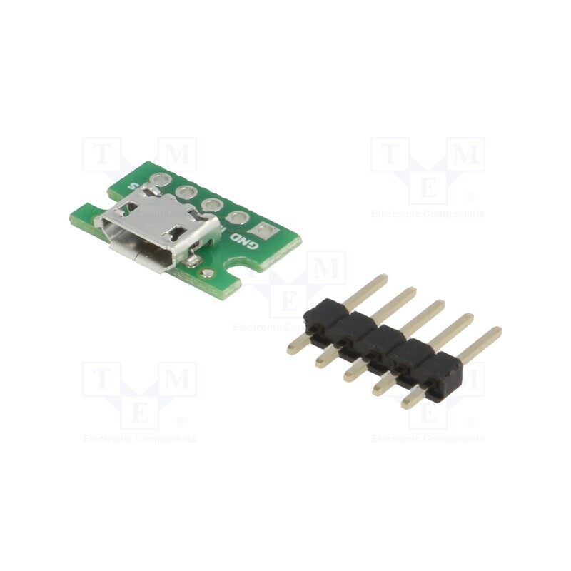1 pcs x POLOLU - USB MICRO-B CONNECTOR BREAKOUT BOARD - Module: adapter, pin strips,USB B micro, USB Micro-B