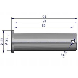Upper LP hanger mounting pin, diameter 25mm, with col