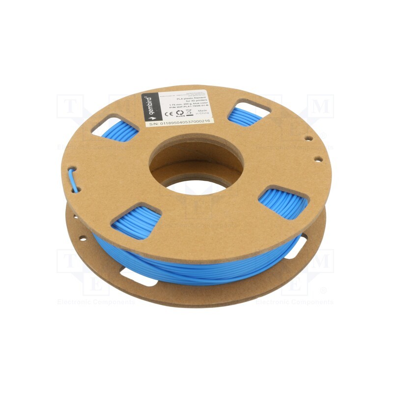 1 rol x GEMBIRD - 3DP-PLA1.75GE-01-B - Filament: PLA, 1.75mm, blue, 190÷220°C, 200g