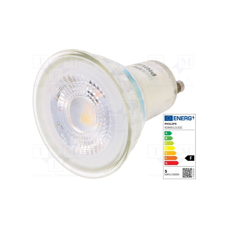 1 pcs x PHILIPS - 8718699774134 - LED lamp, warm white, GU10, 230VAC, 355lm, P: 4.6W, 36°, 2700K