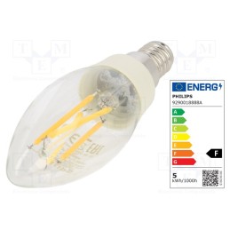 1 pcs x PHILIPS - 8718699772154 - LED lamp, warm white, E14, 230VAC, 90lm,180lm,470lm, 1W,2.5W,5W