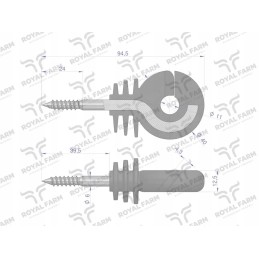 Round insulator with a diameter 6 screw for wood with embedded elements