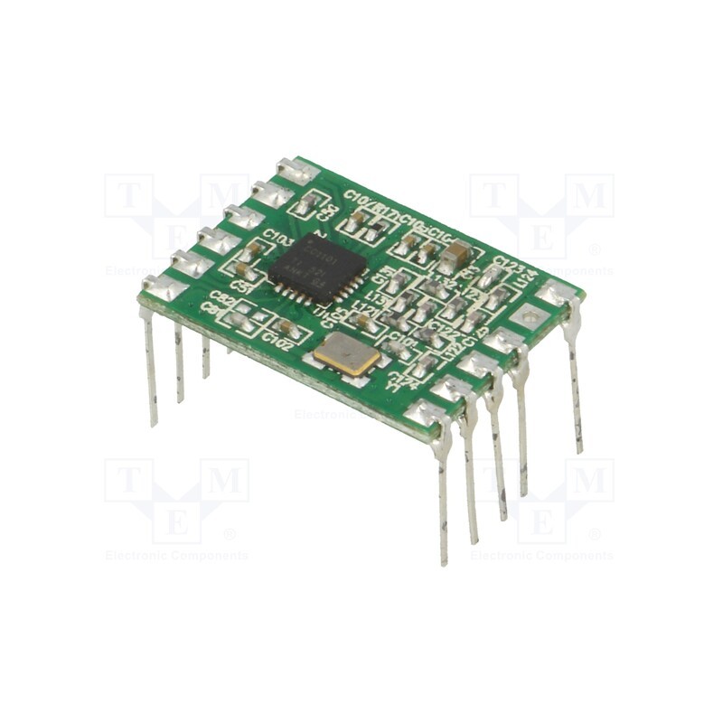 1 pcs x RADIOCONTROLLI - RC-CC1101-SPI-868 - Module: RF, 868MHz, SPI, -110dBm, 1.8÷3.6VDC, 10dBm, THT, 29/15mA