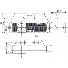 Rectangular LED marker lamp 12 24v with cable