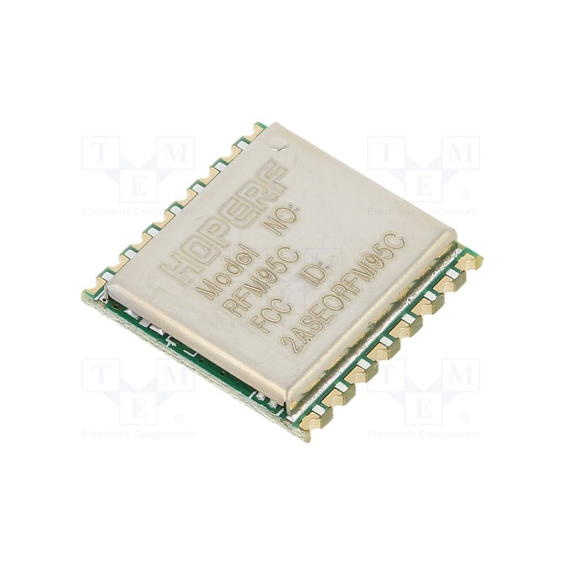 1 pcs x HOPE MICROELECTRONICS - RFM95CW-868S2 - Module: transceiver, RF, FSK,GFSK,GMSK,LoRa,MSK,OOK, 868MHz, SMD