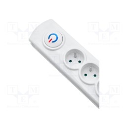 1 pcs x QOLTEC - 50293 - Plug socket strip: protective, Sockets: 8, 230VAC, 10A, white