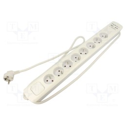 1 pcs x QOLTEC - 50286 - Plug socket strip: protective, Sockets: 8, 230VAC, 16A, white