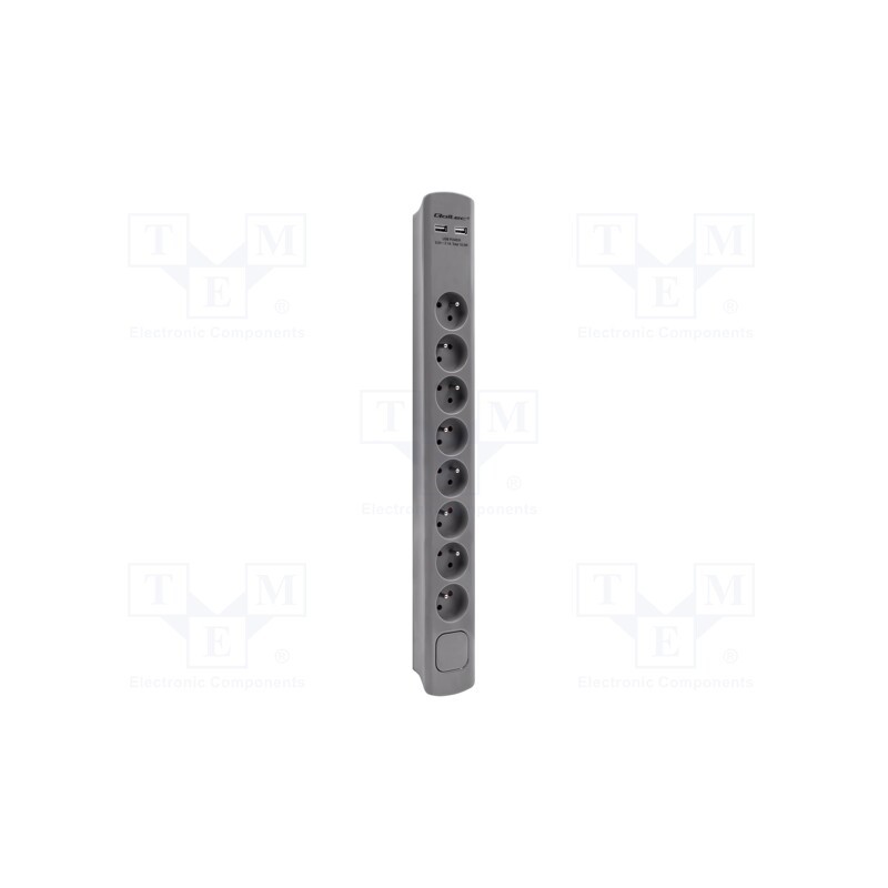 1 pcs x QOLTEC - 50285 - Plug socket strip: protective, Sockets: 8, 230VAC, 16A, grey