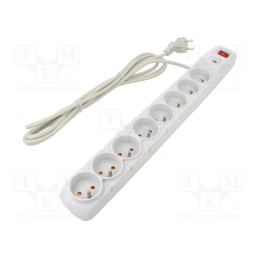 1 pcs x HSK DATA - ACAR S8 3M GREY - Plug socket strip: protective, Sockets: 8, 230VAC, 10A, grey