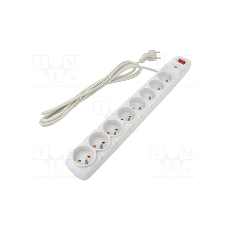 1 pcs x HSK DATA - ACAR S8 3M GREY - Plug socket strip: protective, Sockets: 8, 230VAC, 10A, grey
