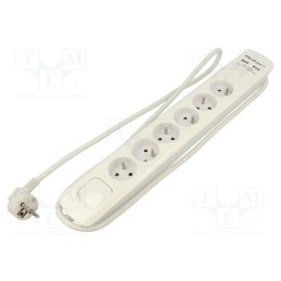1 pcs x QOLTEC - 50284 - Plug socket strip: protective, Sockets: 6, 230VAC, 16A, white