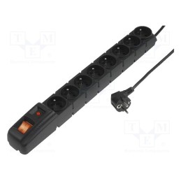 1 pcs x HSK DATA - ACAR S8 3.0M BLACK - Plug socket strip: protective, Sockets: 8, 230VAC, 10A, black