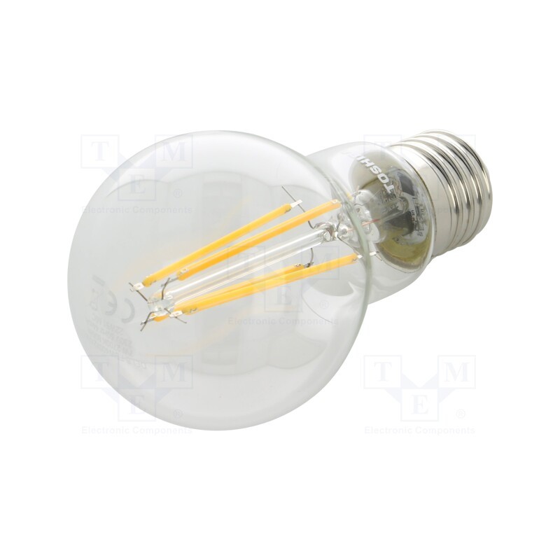 1 pcs x TOSHIBA LED LIGHTING - DELS-FBW400727AE11 - LED lamp, warm white, E27, 230VAC, 806lm, 7W, 270°, 2700K, CRImin: 80