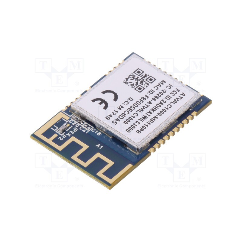 1 pcs x MICROCHIP TECHNOLOGY - ATWILC1000-MR110PB - Module: WiFi, IEEE 802.11b/g/n, SDIO,SPI, SMD, 21.7x14.7x2.1mm