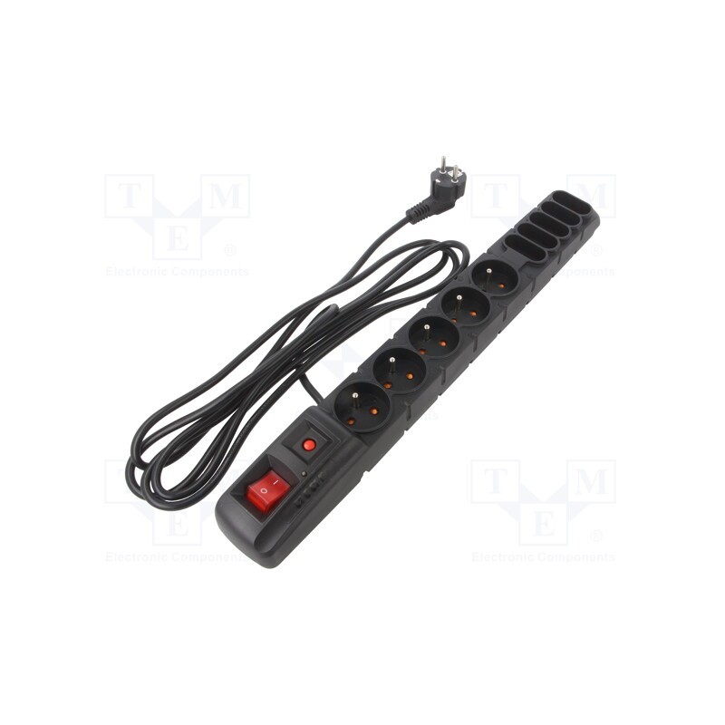 1 pcs x HSK DATA - ACAR S10 3M BLACK - Plug socket strip: protective, Sockets: 10, 230VAC, 10A, black