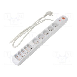 1 pcs x HSK DATA - ACAR S10 1.5M GREY - Plug socket strip: protective, Sockets: 10, 230VAC, 10A, grey