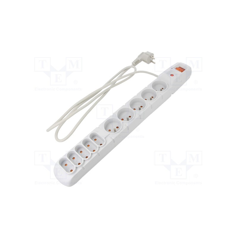 1 pcs x HSK DATA - ACAR S10 1.5M GREY - Plug socket strip: protective, Sockets: 10, 230VAC, 10A, grey