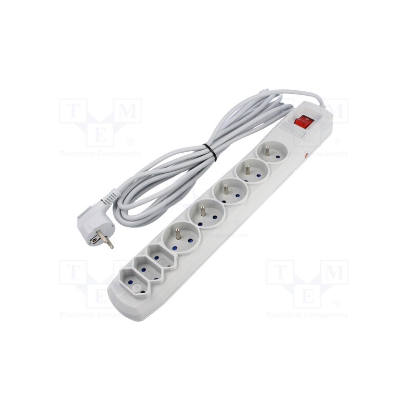 1 pcs x ARMAC - R8/50/SZ - Plug socket strip: protective, Sockets: 8, 250VAC, 10A, grey