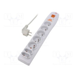 1 pcs x HSK DATA - ACAR P7 5M GREY - Plug socket strip: protective, Sockets: 7, 230VAC, 10A, grey