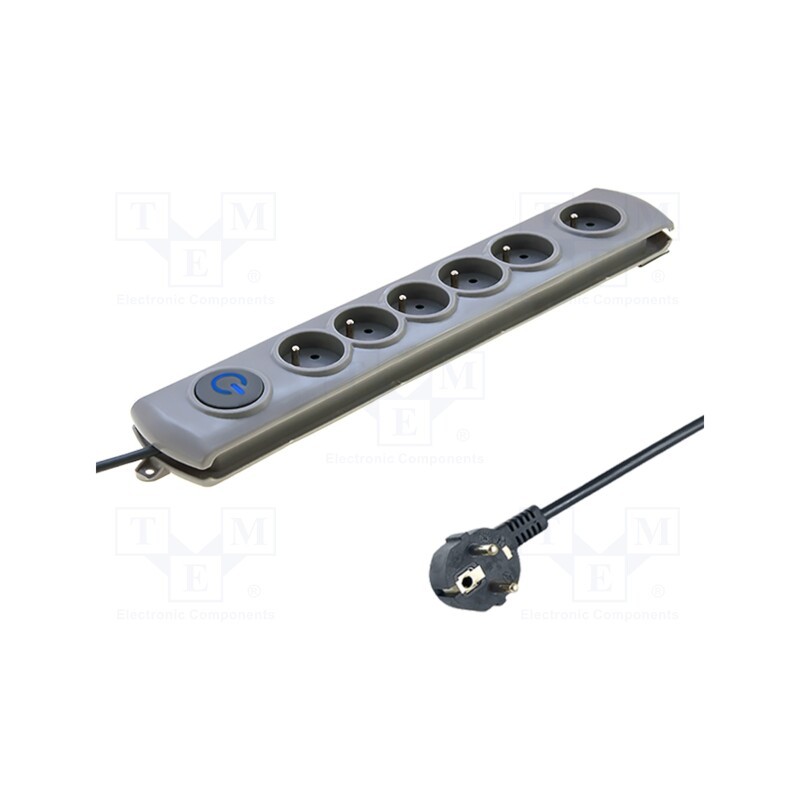 1 pcs x QOLTEC - 50199 - Plug socket strip: protective, Sockets: 6, 230VAC, 10A, grey, 5m
