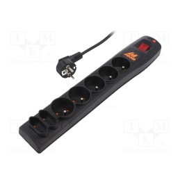 1 pcs x HSK DATA - ACAR P7 5M BLACK - Plug socket strip: protective, Sockets: 7, 230VAC, 10A, black
