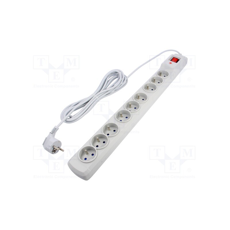 1 pcs x ARMAC - M9/50/SZ - Plug socket strip: protective, Sockets: 9, 250VAC, 10A, grey