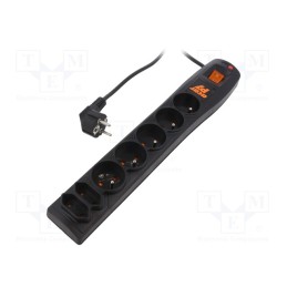 1 pcs x HSK DATA - ACAR P7 3M BLACK - Plug socket strip: protective, Sockets: 7, 230VAC, 10A, black