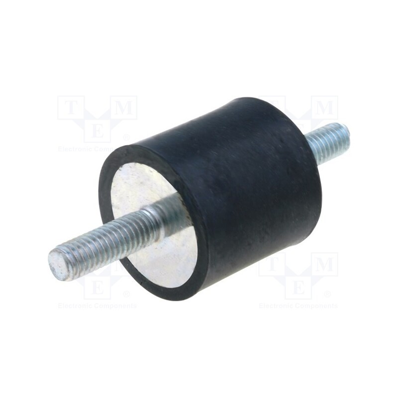 1 pcs x ELESA+GANTER - DVA.1-25-25-M6-18-55 - Vibration damper, M6, Ø: 25mm, rubber, L: 25mm, Thread len: 18mm