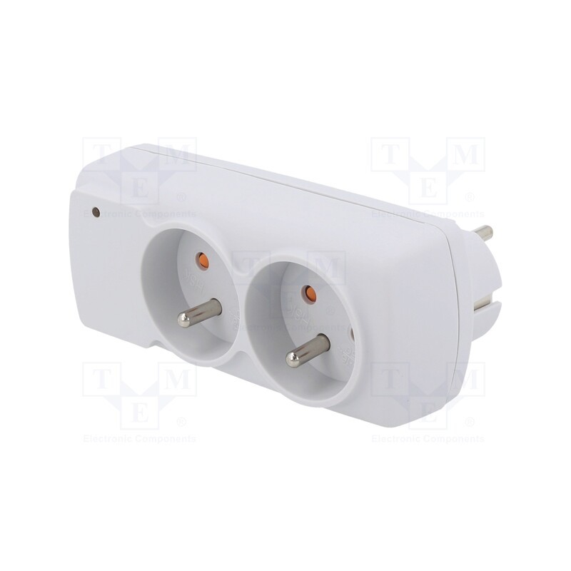 1 pcs x HSK DATA - ACAR MINI CO - Plug socket strip: protective, Sockets: 2, 230VAC, 10A, white