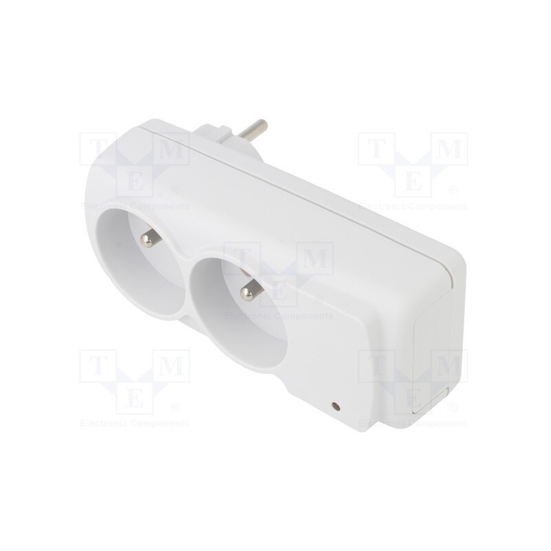 1 pcs x HSK DATA - ACAR MINI AGD - Plug socket strip: protective, Sockets: 2, 230VAC, 10A, white