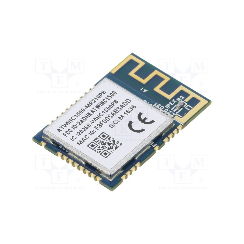1 pcs x MICROCHIP TECHNOLOGY - ATWINC1500-MR210PB1961 - Module: WiFi, IEEE 802.11b/g/n, SPI,UART, SMD, 21.7x14.7x2.1mm