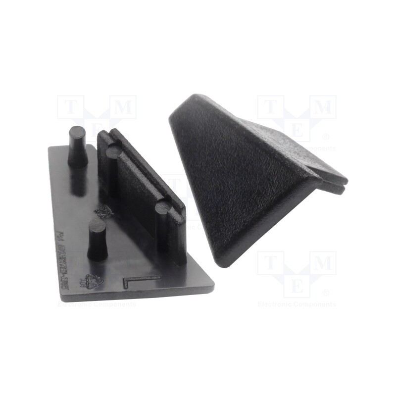 1 set x TOPMET - 83990002 -AS - Cap for LED profiles, black, 2pcs, ABS, GEN2, CORNER10
