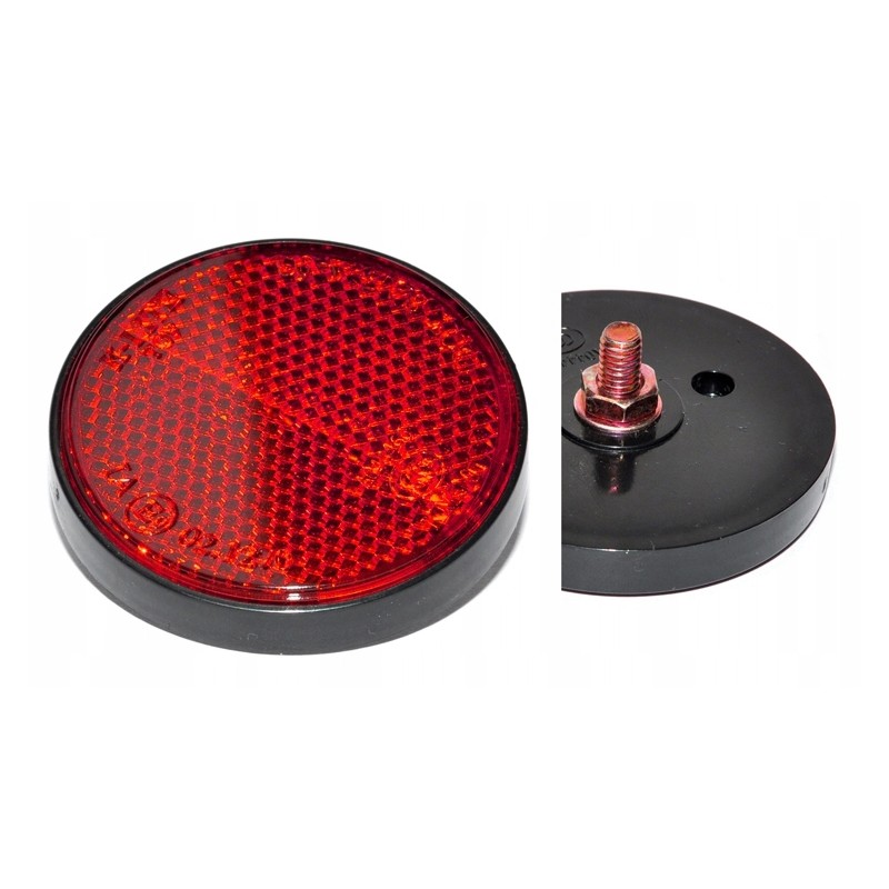 Red reflector, screw-on, round, diameter 58 mm