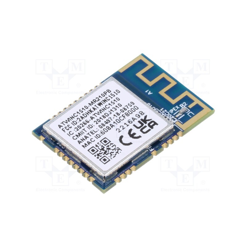 1 pcs x MICROCHIP TECHNOLOGY - ATWINC1510-MR210PB1976 - Module: WiFi, IEEE 802.11b/g/n, SPI,UART, SMD, 21.7x14.7x2.1mm