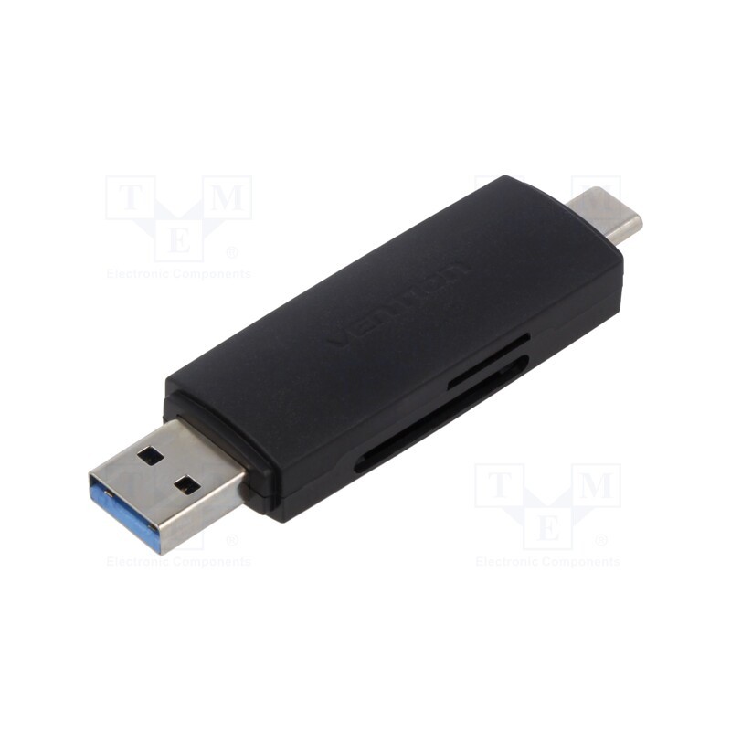 1 pcs x VENTION - CLKB0 - Card reader: memory, USB A plug,USB C plug, OTG,USB 3.0, black