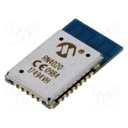 1 pcs x MICROCHIP TECHNOLOGY - RN4020-V/RM123 - Module: Bluetooth Low Energy, ADC,GPIO,I2C,UART, SMD, 4.1, 1Mbps