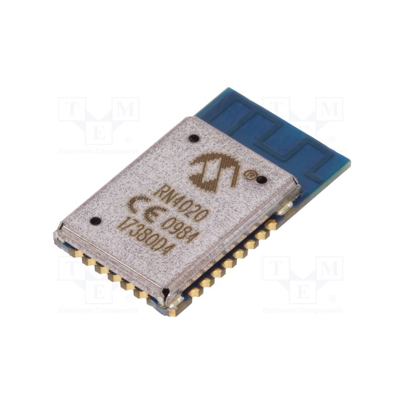 1 pcs x MICROCHIP TECHNOLOGY - RN4020-V/RMBEC133 - Module: Bluetooth Low Energy, A/D,AIO,GPIO,SPI,UART, SMD, 4.1