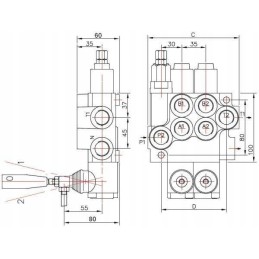 Five-section hydraulic distributor 5 40l mot
