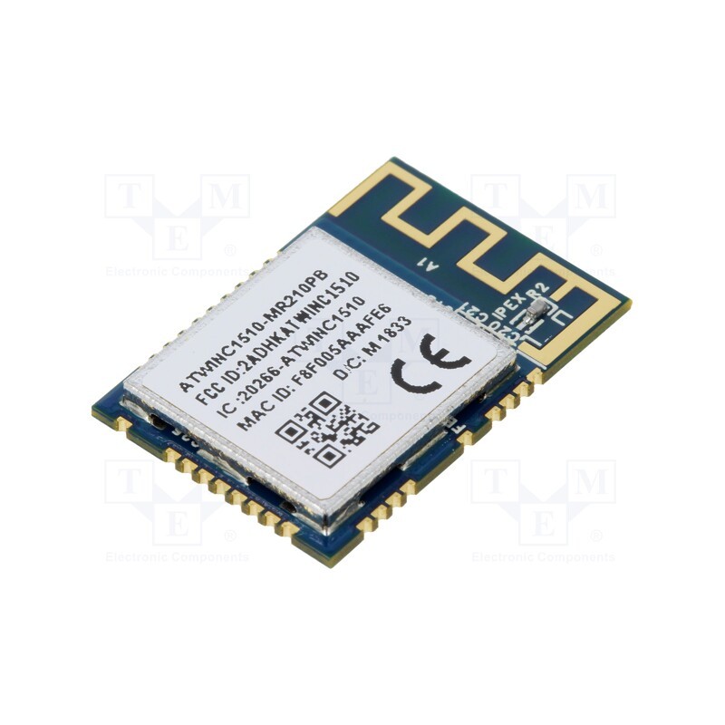 1 pcs x MICROCHIP TECHNOLOGY - ATWINC1510-MR210PB1961 - Module: WiFi, IEEE 802.11b/g/n, SPI,UART, SMD, 21.7x14.7x2.1mm