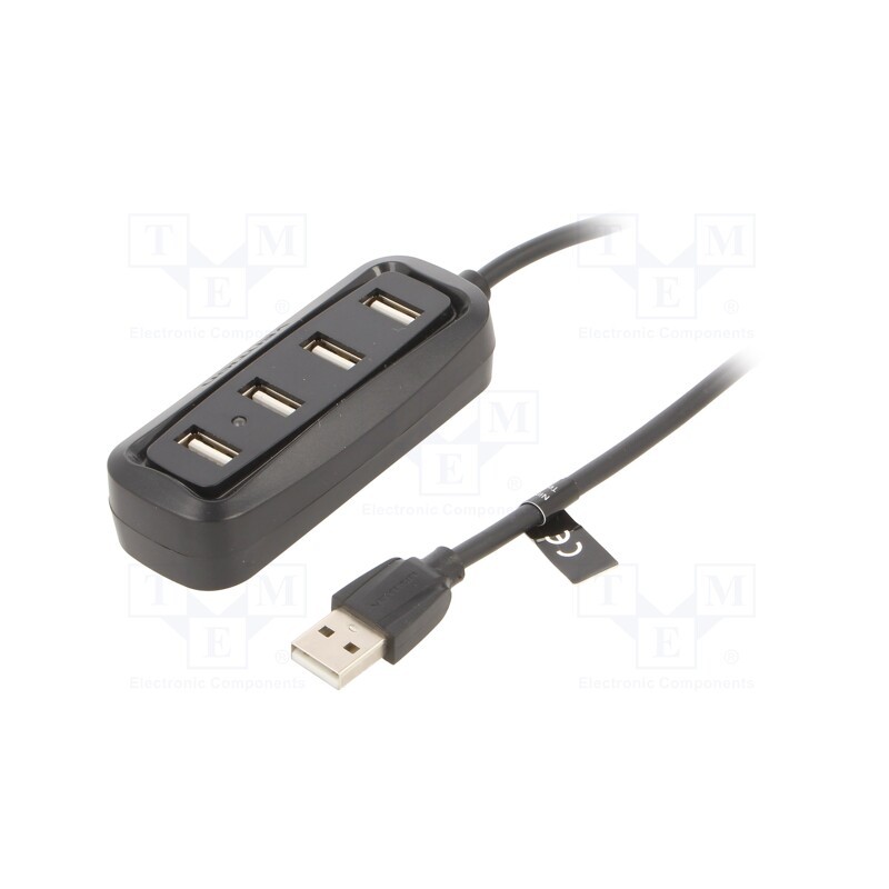 1 pcs x VENTION - VAS-J43-B100 - Hub USB, USB A socket x4,USB A plug, USB 2.0, PnP, black, 480Mbps