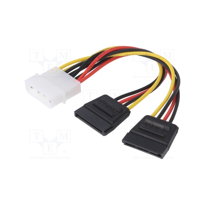 1 pcs x QOLTEC - 27618 - Cable: mains SATA, Molex male,SATA L-Type plug x2, 0.2m