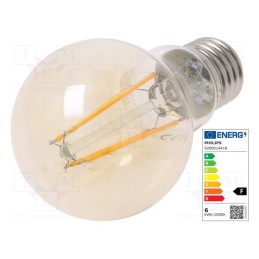 1 pcs x PHILIPS - 8718699673567 - LED lamp, warm white, E27, 230VAC, 600lm, P: 5.5W, 2500K, CRImin: 80