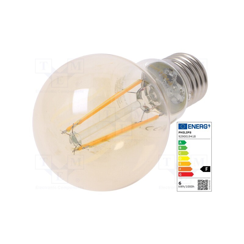 1 pcs x PHILIPS - 8718699673567 - LED lamp, warm white, E27, 230VAC, 600lm, P: 5.5W, 2500K, CRImin: 80