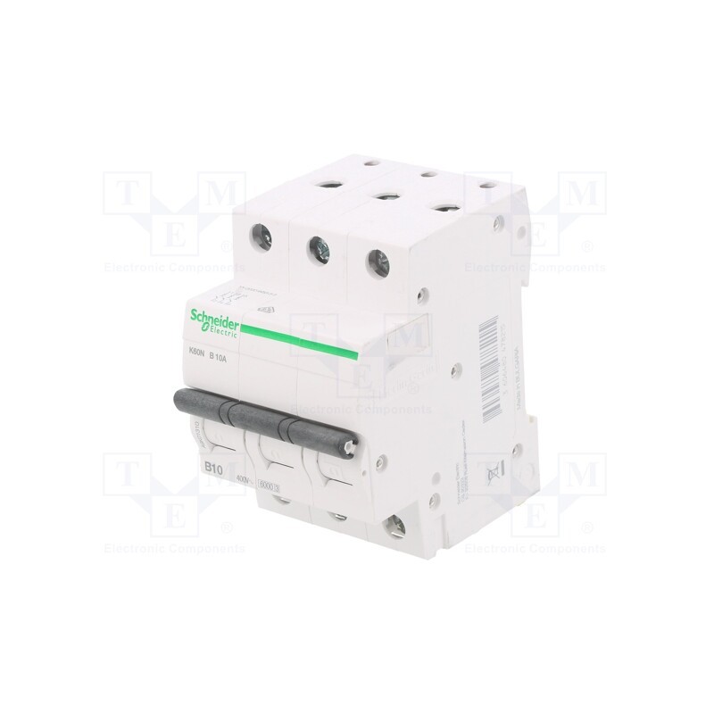 1 pcs x SCHNEIDER ELECTRIC - A9K01310 - Circuit breaker, 230/400VAC, Inom: 10A, Poles: 3, Charact: B, 6kA