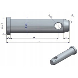 Lower hitch bracket pin mf original ursus