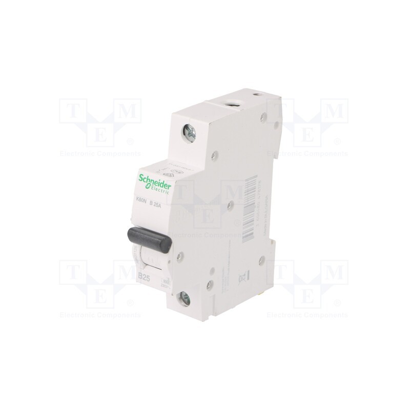 1 pcs x SCHNEIDER ELECTRIC - A9K01125 - Circuit breaker, 230/400VAC, Inom: 25A, Poles: 1, Charact: B, 6kA