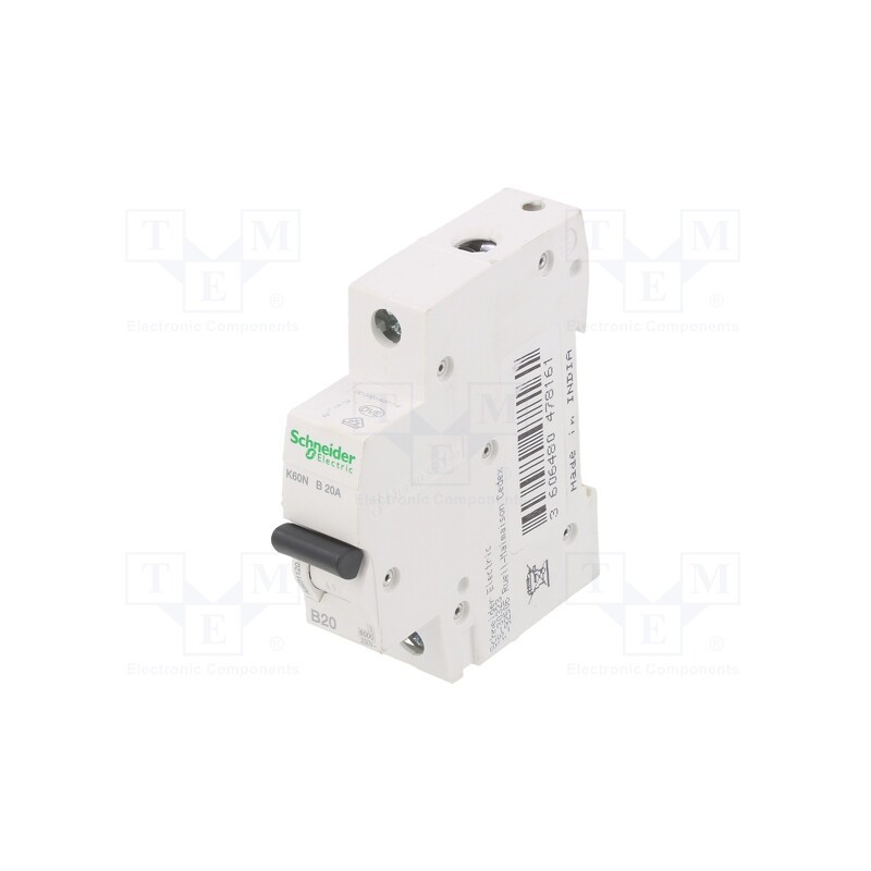 1 pcs x SCHNEIDER ELECTRIC - A9K01120 - Circuit breaker, 230/400VAC, Inom: 20A, Poles: 1, Charact: B, 6kA