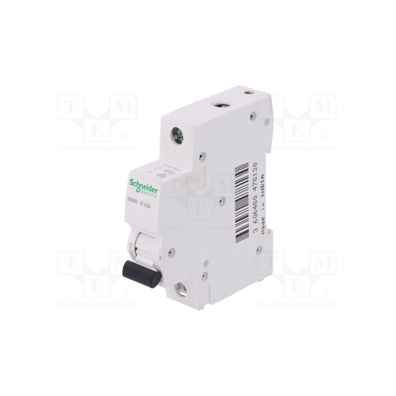 1 pcs x SCHNEIDER ELECTRIC - A9K01110 - Circuit breaker, 230/400VAC, Inom: 10A, Poles: 1, Charact: B, 6kA